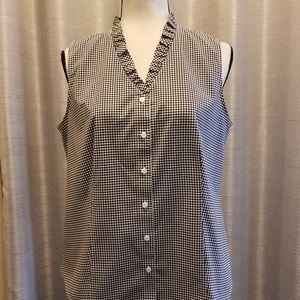 Talbots Black and White Checked Blouse